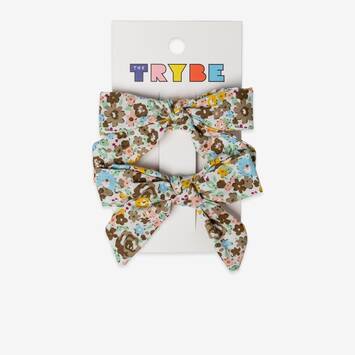2 Pack Floral Bow Clips